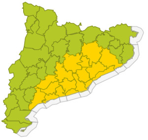 Mapa d'avisos del Servei Meteorològic de Catalunya