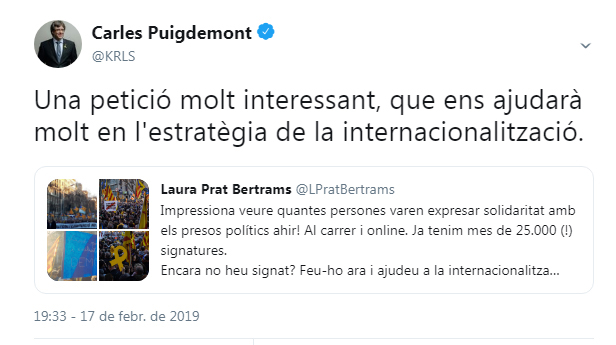 captura tuit Puigdemont