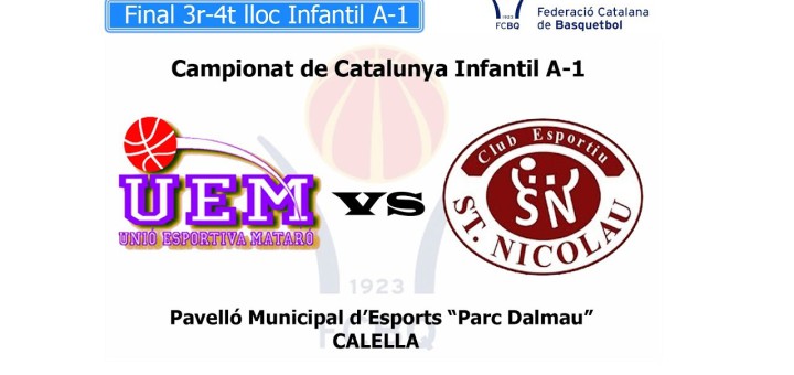 [Vídeo en directe] [Transmissió Bàsquet] Campionats de Catalunya Infantil A-1 (3r i 4t lloc): UE Mataró – Sant Nicolau