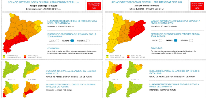 avis intensitat pluja 14 octubre