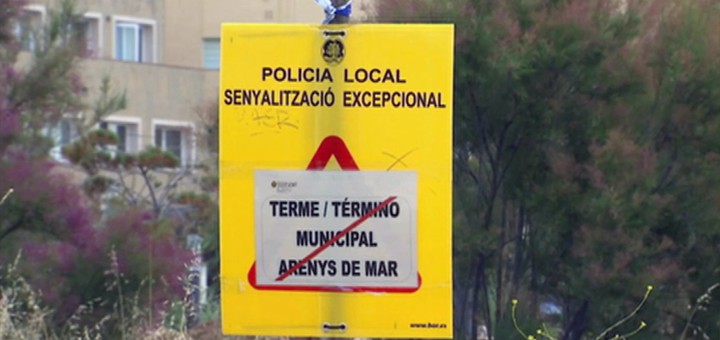 Senyal que indica el límit fronterer entre les regions sanitàries de Girona i Bbarcelona