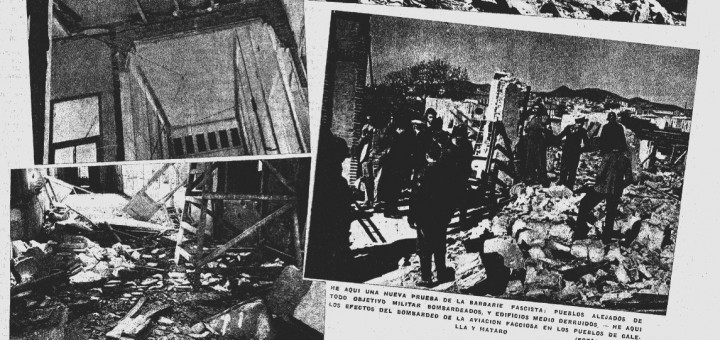 Retall de premsa amb imatges dels desperfectes que va provocar el bombardeig de l’any 1937 a la fàbrica