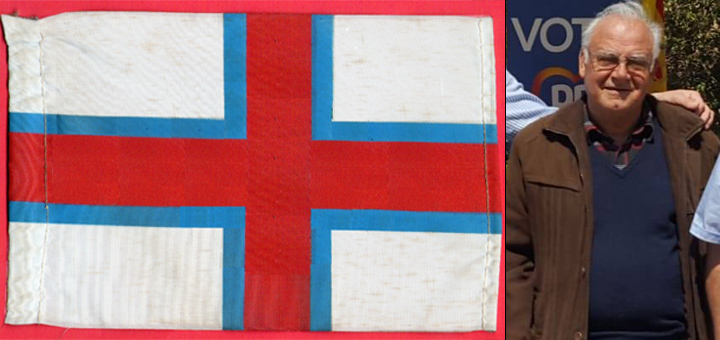 La bandera amb l'escut de Sant Jordi és el disseny que defensa el secretari del PP de Calella, Josep Maria Vila
