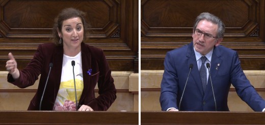 La portaveu socialista, Alícia Romero, i el conseller d'Economia, Jaume Giró, en el debat de totalitat dels pressupostos