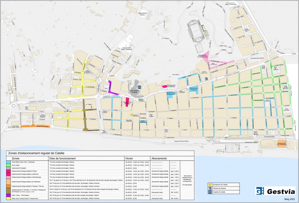 Plànol de les zones d’estacionament (Font: Gestvia)